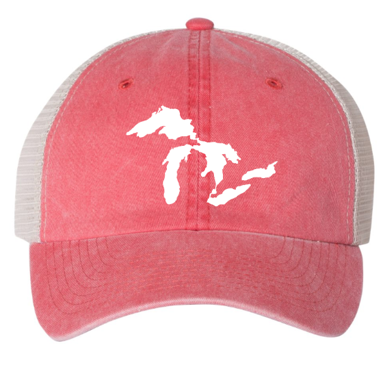 Coral Red Great Lakes Trucker Dad Hat 