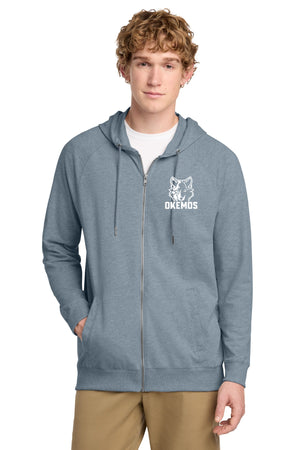 Okemos Fall Staff Shop Zip Up Hoodie Flint Blue Heather front view