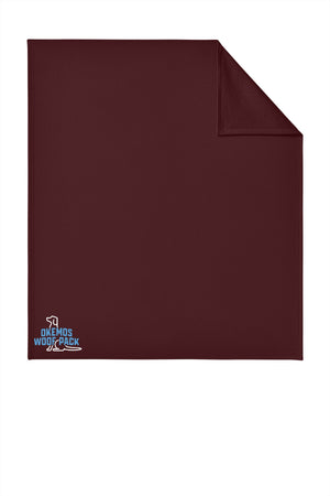 Okemos Woof Pack Blanket Maroon front view