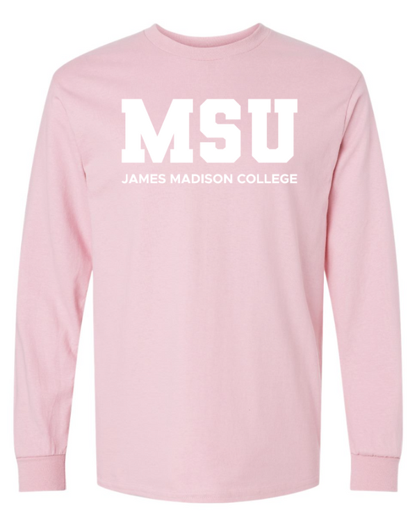 James Madison MSU - Ultra Cotton Long Sleeve T-Shirt (Black / White / Pink)