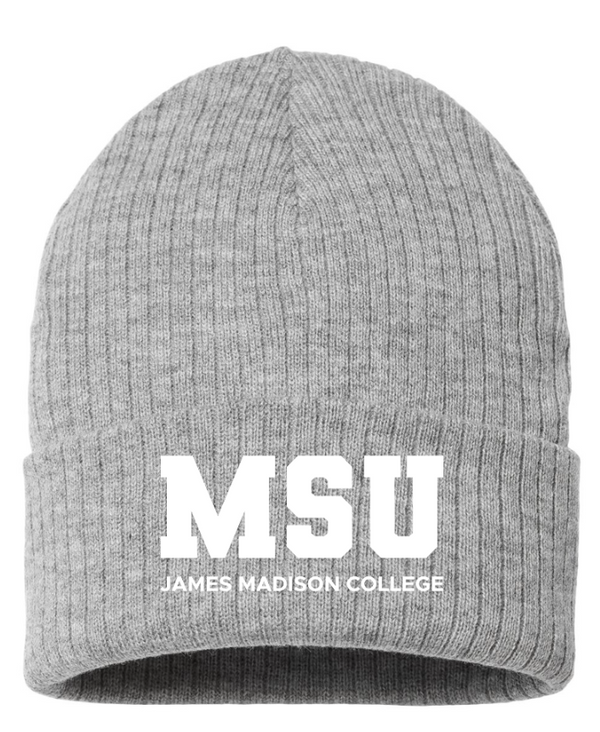 James Madison MSU - Sustainable Rib Cuffed Beanie (Green / Grey)