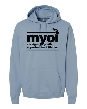 MYOI Allegan/Barry Fall Fundraiser Hoodie Stone Blue front view