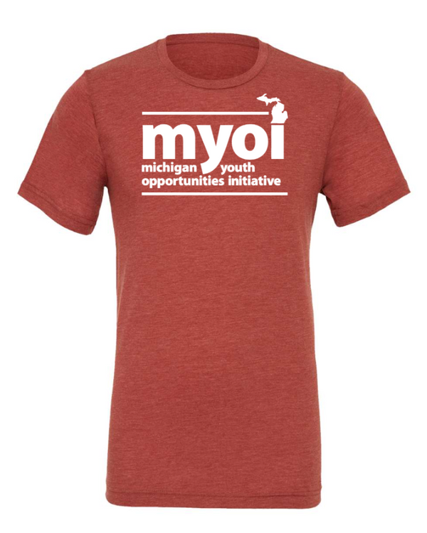 MYOI Fundraiser - Unisex Triblend T-Shirt  ~ Clay / Green / Charcoal ~