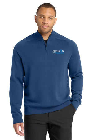 Michigan Department of Education Quarter Zip Insignia Blue front view