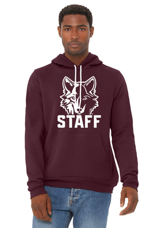 Okemos Fall Staff Shop Hoodie Maroon front view