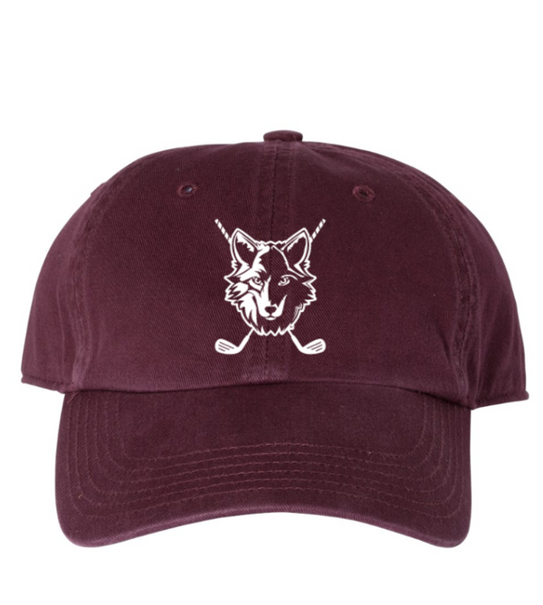 Okemos Girls Golf - Washed Dad Hat Maroon/Black