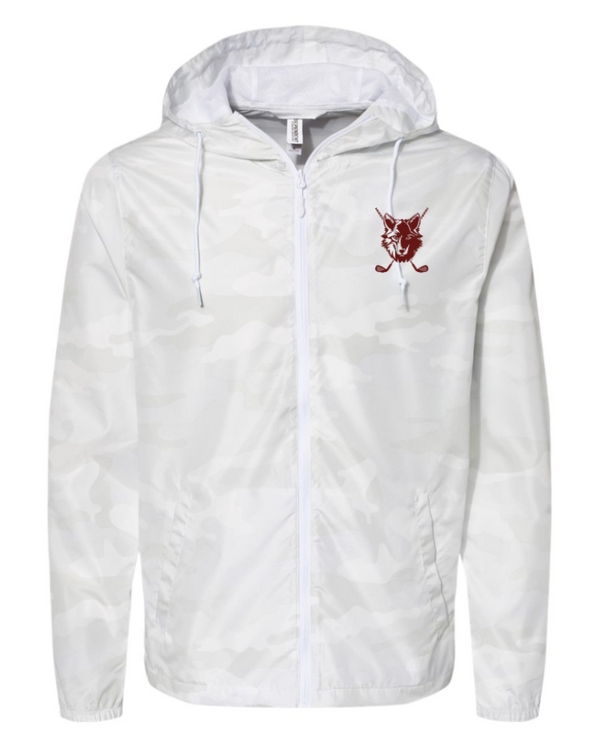 Okemos Girls Golf - Adult Lightweight Windbreak Full Zip Jacket Maroon/ White Camo