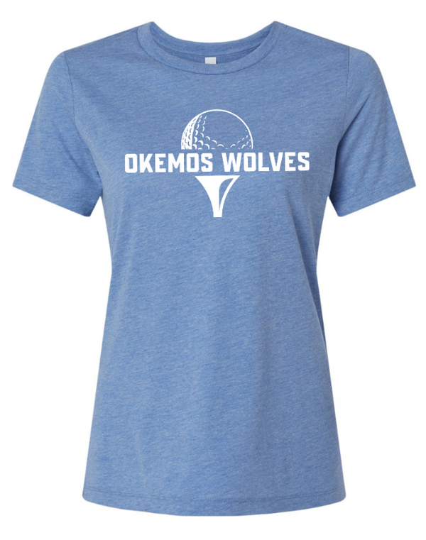 Okemos Girls Golf - Women's Relaxed Fit Triblend T-Shirt Blue/Grey