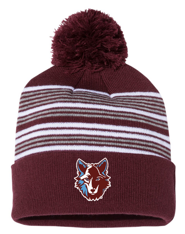 OPM Spiritwear Holiday 2024 - Striped Pom-pom Cuffed Beanie