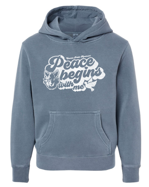 OPM Spiritwear Holiday 2024 - Youth Midweight Pigment Dyed Hoodie (Wolf or Peace Design)