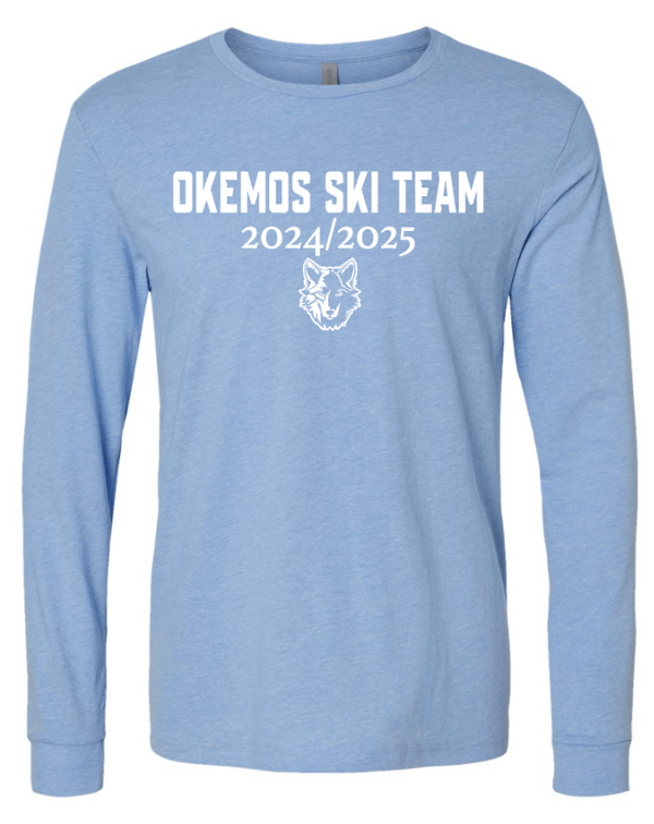 Okemos Ski Apparel - Unisex Long Sleeve T-Shirt (Charcoal / Blue)