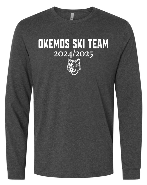 Okemos Ski Apparel - Unisex Long Sleeve T-Shirt (Charcoal / Blue)