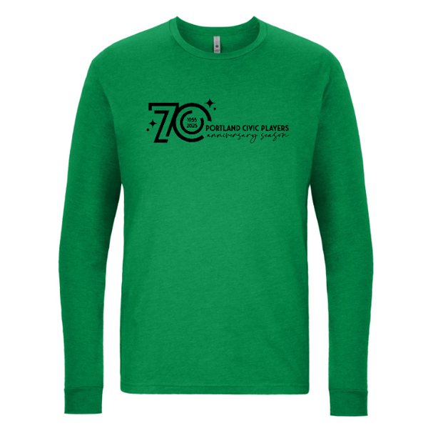 PCP 70 Year Anniversary - Unisex Long Sleeve T-Shirt  (Kelly Green / Dark Grey)