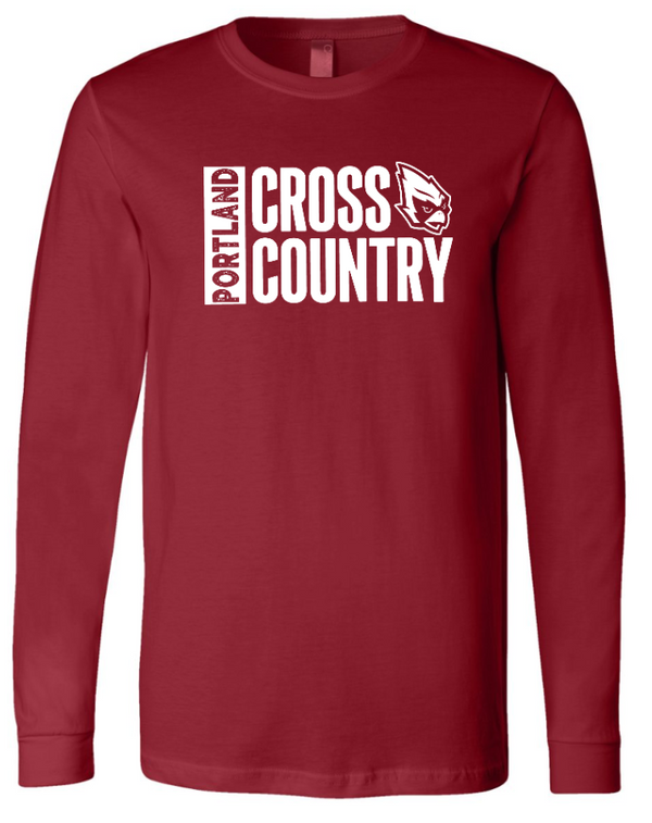 Portland HS Cross Country - Adult Long Sleeve Jersey T-Shirt Cardinal Black