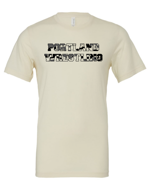 Portland Wrestling - T-Shirt (camo print design)