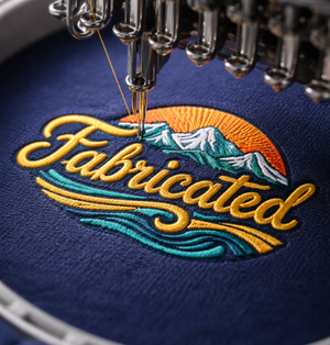 Logo being embroidered on to a garment