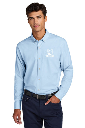 Okemos Fall Staff Shop Long Sleeve Light Blue front view