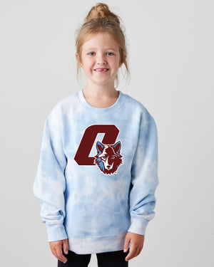 Bennett Woods Spirit Wear Fall 2026 Crewneck Sky Blue Tie Dye front view