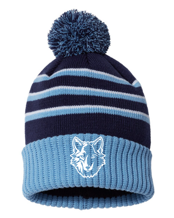 Bennett Woods - Striped Pom Cuffed Beanie