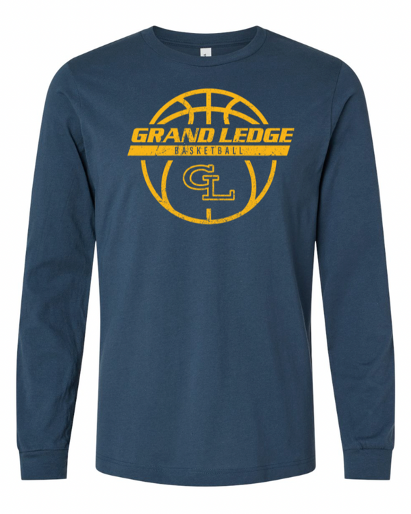 Grand Ledge Basketball - Navy Jersey Long Sleeve Tee