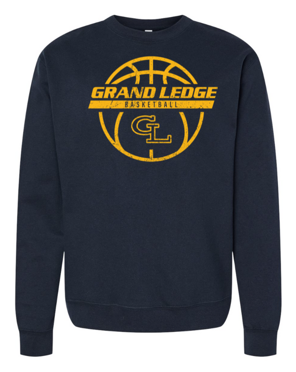 Grand Ledge Basketball - Midweight Navy Crewneck Sweatshirt