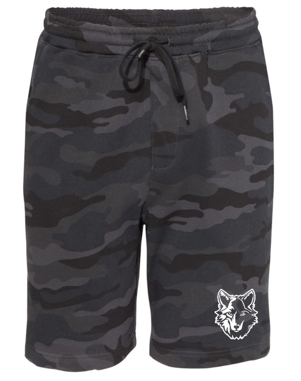 Okemos Wolves- Embroidered Wolf Head Fleece Shorts