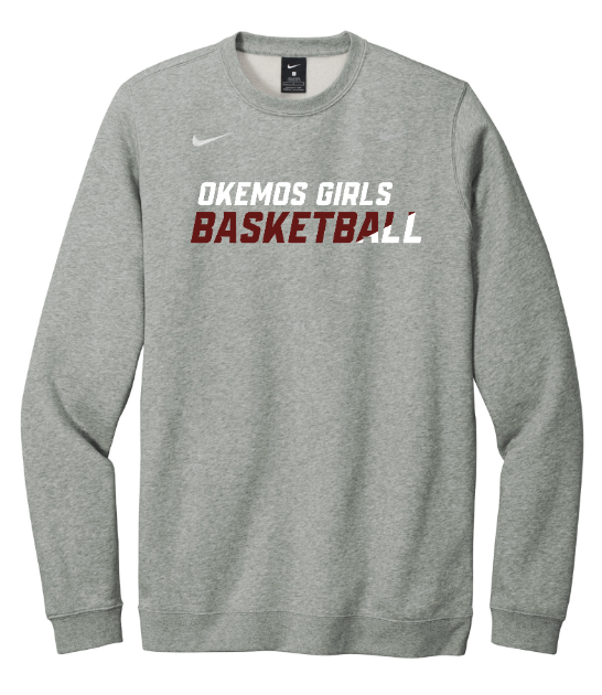 Okemos Girls Basketball - Adult Unisex Grey Nike Crewneck Sweatshirt