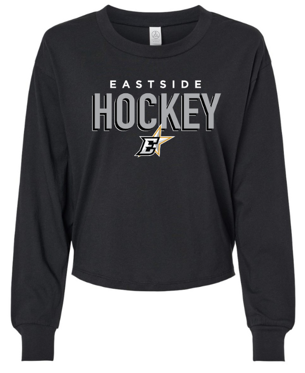 Okemos Hockey / Eastside Stars - Alternative Women's Cotton Jersey Long Sleeve Crop Top Tee