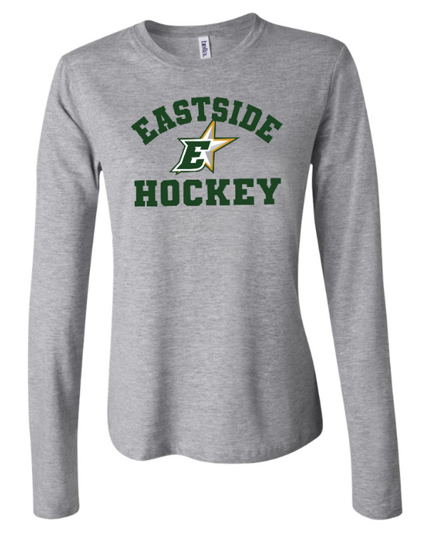 Okemos Hockey / Eastside Stars - Bella + Canvas Women's Long Sleeve Grey T-Shirt