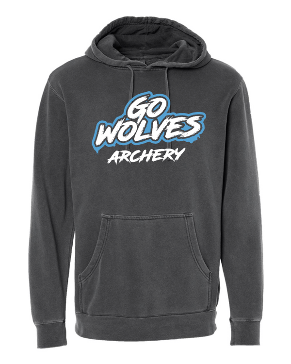 Okemos Archery - Unisex Adult Pigment Dyed Hoodie (Go Wolves Design)