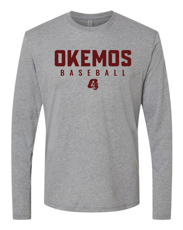 Okemos Baseball - Adult Unisex Grey Long Sleeve