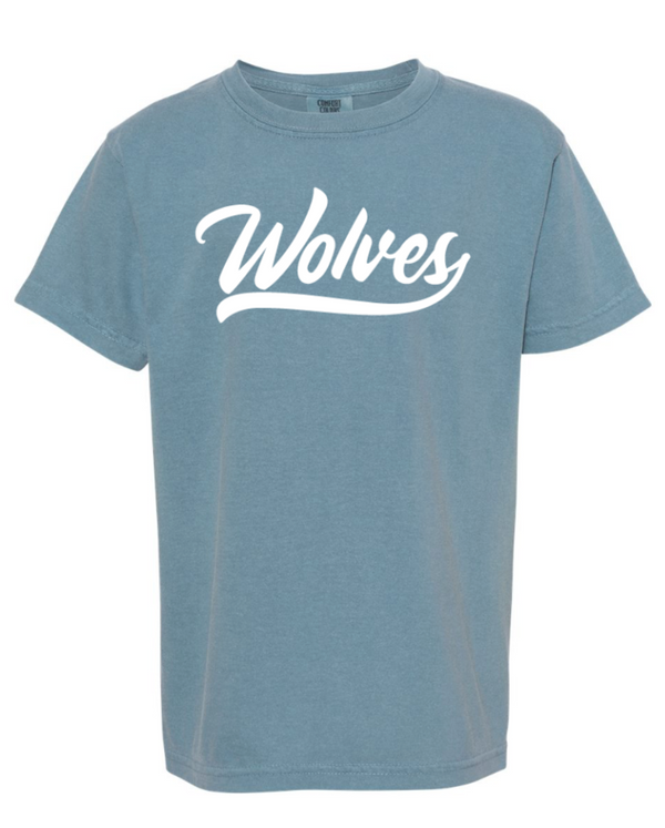 Okemos Wolves - "Wolves" Script Youth Heavyweight T-Shirt