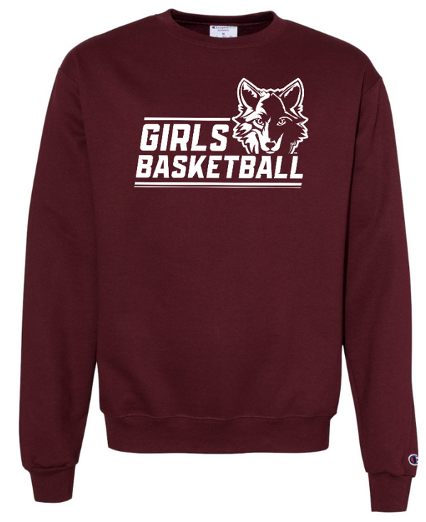 Okemos Girls Basketball 2024 - Adult Unisex Champion Crewneck Sweatshirt Wolf Head Design