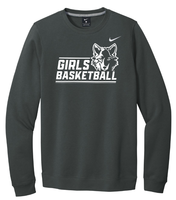 Okemos Girls Basketball 2024 - Adult Nike Crewneck Wolf Head Design