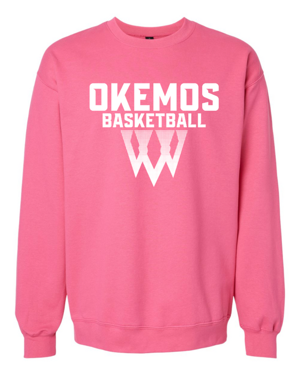 Okemos Girls Basketball 2024 - Adult Unisex Pink Crewneck Sweatshirt