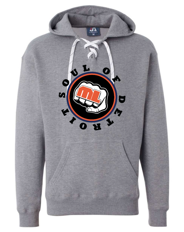 Soul of Detroit - Unisex Adult Sport Lace Hooded Sweatshirt - Grey