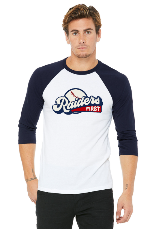 Portland Middle School - Back to School - Adult Quarter Sleeve Baseball T-Shirt