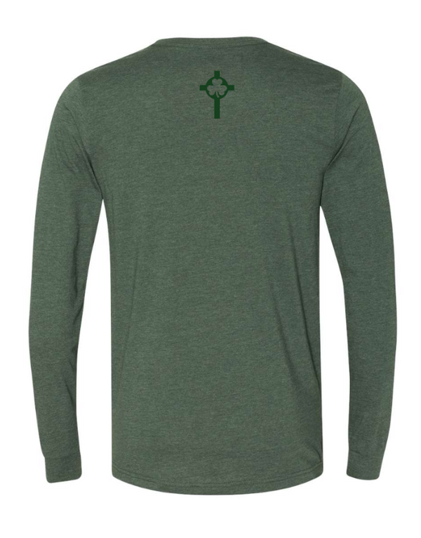 St Patrick HS Football - Long Sleeve Tee Grey/ Forest