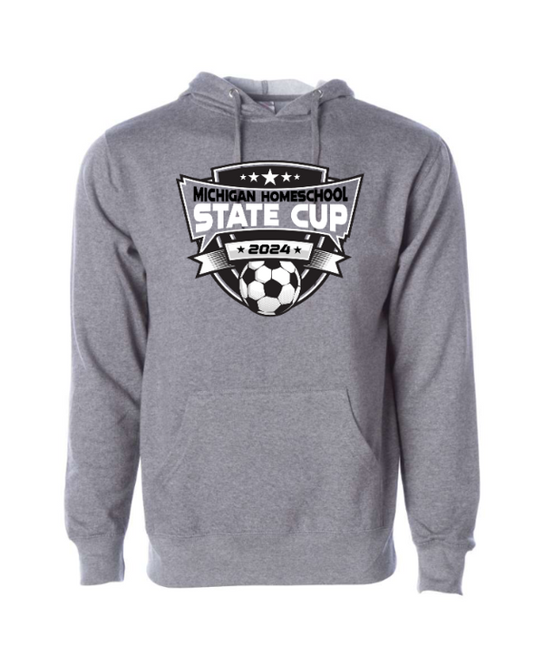 Michigan Homeschool State Cup 2024 - Midweight Hooded Sweatshirt (Grey/ Blue)