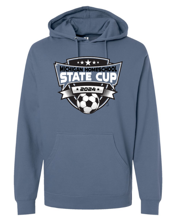 Michigan Homeschool State Cup 2024 - Midweight Hooded Sweatshirt (Grey/ Blue)