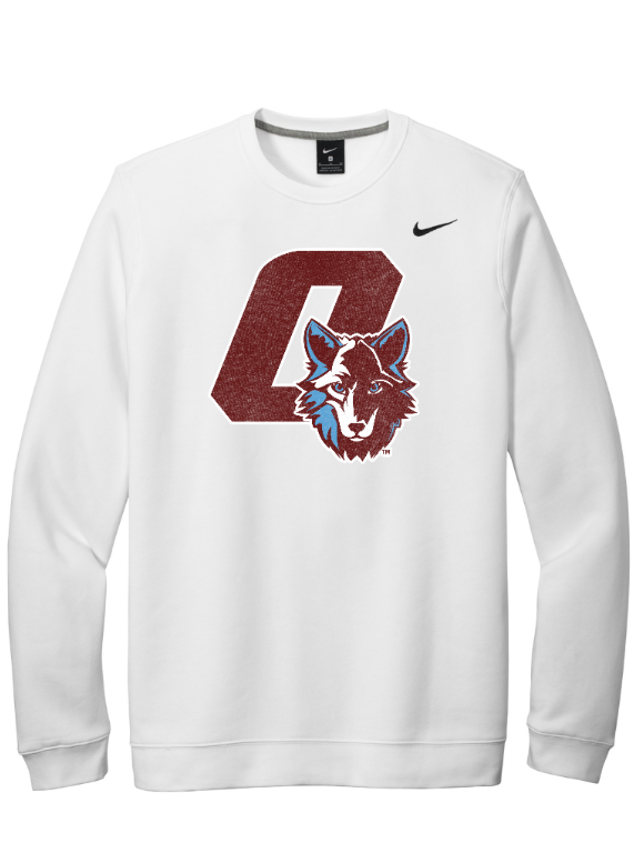 Okemos Wolves - Adult Nike Club Fleece Crew ( O With Wolf Design)