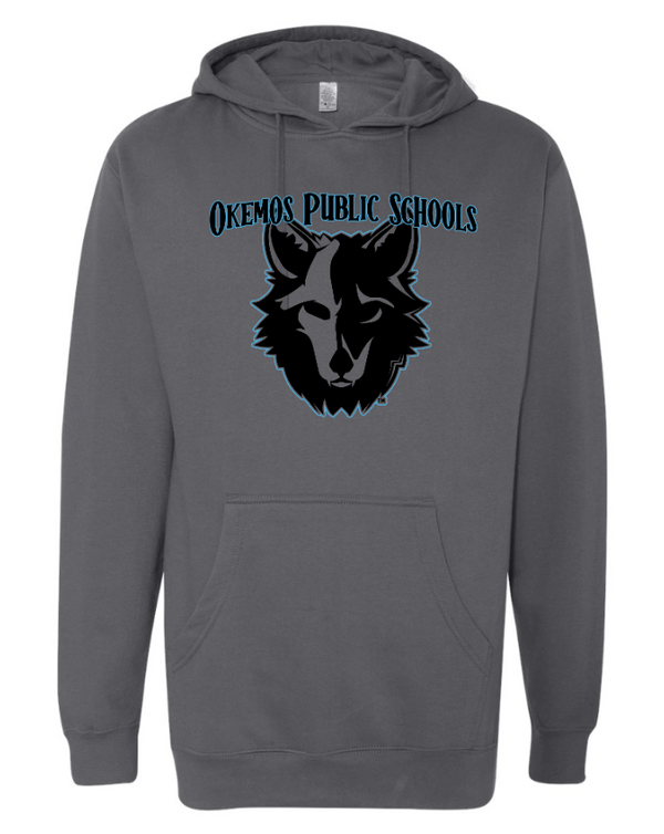 Okemos Wolves- Adult Unisex Dark Grey "Spooky Wolf" Hoodie *CLEARANCE*