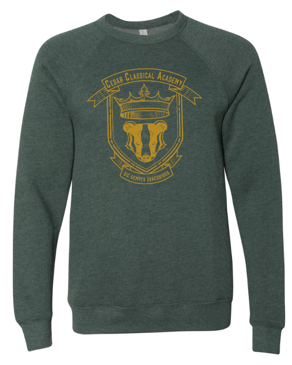 Cedar Classical Academy - Adult Sponge Fleece Raglan Crewneck Sweatshirt