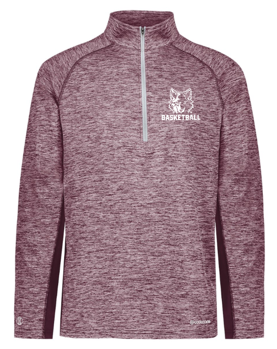 Okemos Girls Basketball - Holloway - Electrify CoolCore® Quarter-Zip Pullover ~ Grey Heather / Maroon Heather ~