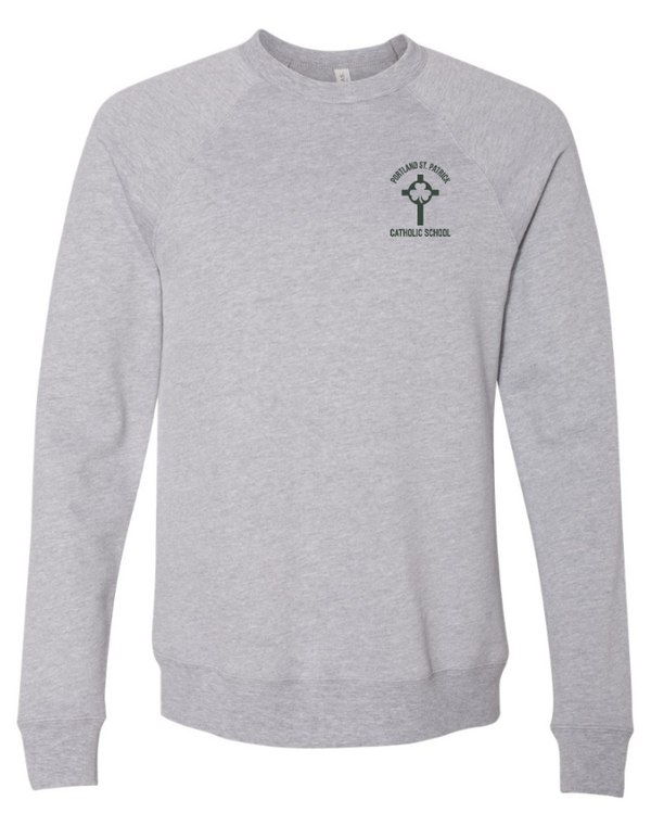 St. Patrick's Shamrocks - Youth Fleece Crewneck Sweatshirt  -- Forest Green / Grey