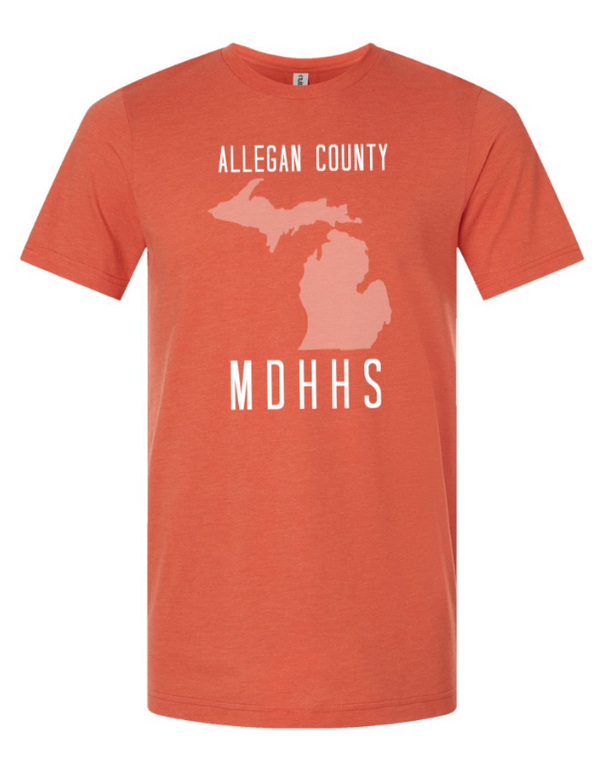 MDHHS Gear - Allegan & Barry Co. -- Adult Unisex Tee - State Design - (Multiple Colors Available)