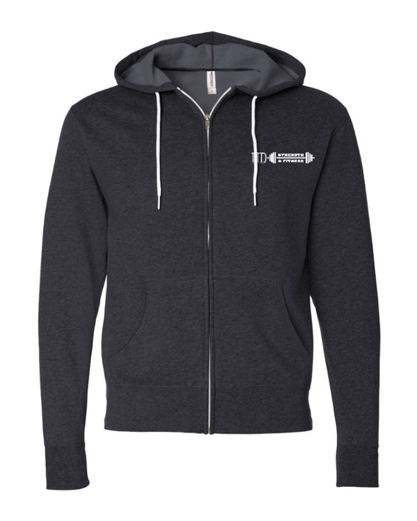 Doghouse Gym + HD Strength & Fitness - Lightweight Full Zip Hoodie  *Black / Charcoal*