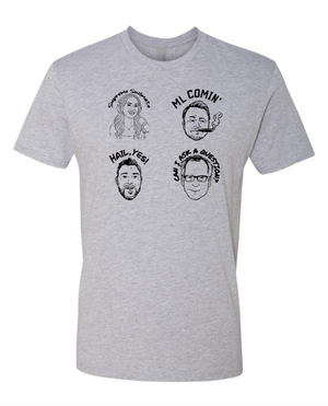 Unisex Custom T-Shirt - Heather Grey Caricature Print | Soul of Detroit
