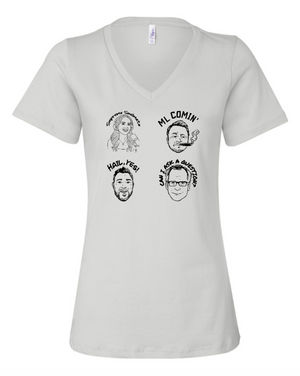 Women's Custom T-Shirt - V-Neck Caricature Print | Soul of Detroit