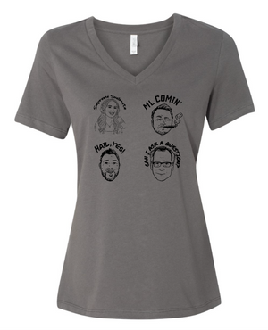 Women's Custom T-Shirt - V-Neck Caricature Print | Soul of Detroit